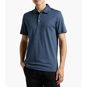 THEORY Blue Bron Micro Cube Polo Shirt Size XL
